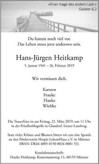 Traueranzeige von Hans-Jürgen Heitkamp von Neue Osnabrücker Zeitung GmbH & Co. KG