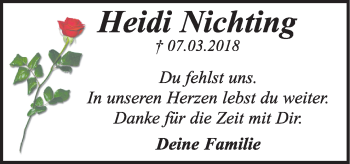 Traueranzeige von Heidi Nichting von Neue Osnabrücker Zeitung GmbH & Co. KG