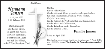Traueranzeige von Hermann Jansen von Neue Osnabrücker Zeitung GmbH & Co. KG