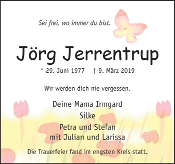 Traueranzeige von Jörg Jerrentrup von Neue Osnabrücker Zeitung GmbH & Co. KG