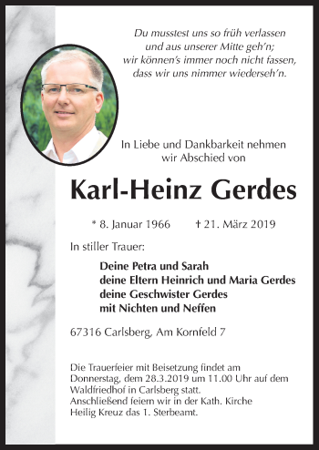 Traueranzeige von Karl-Heinz Gerdes von Neue Osnabrücker Zeitung GmbH & Co. KG
