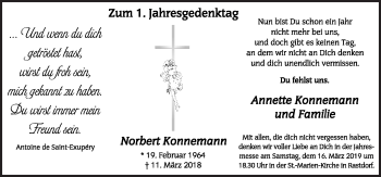 Traueranzeige von Norbert Konnemann von Neue Osnabrücker Zeitung GmbH & Co. KG