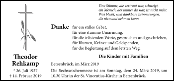 Traueranzeige von Theodor Rehkamp von Neue Osnabrücker Zeitung GmbH & Co. KG