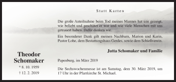 Traueranzeige von Theodor Schomaker von Neue Osnabrücker Zeitung GmbH & Co. KG