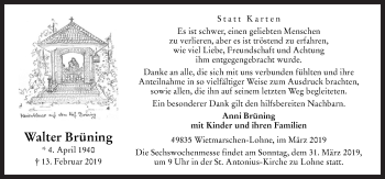 Traueranzeige von Walter Brüning von Neue Osnabrücker Zeitung GmbH & Co. KG