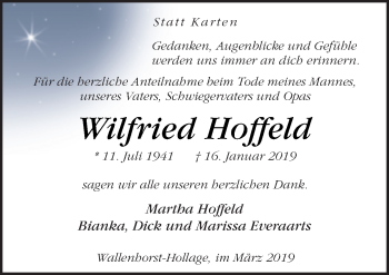 Traueranzeige von Wilfried Hoffeld von Neue Osnabrücker Zeitung GmbH & Co. KG