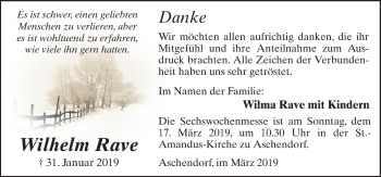 Traueranzeige von Wilhelm Rave von Neue Osnabrücker Zeitung GmbH & Co. KG