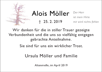 Traueranzeige von Alois Möller von Neue Osnabrücker Zeitung GmbH & Co. KG