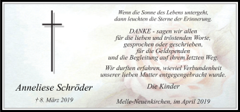 Traueranzeige von Anneliese Schröder von Neue Osnabrücker Zeitung GmbH & Co. KG