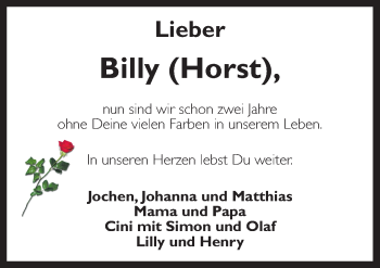 Traueranzeige von Billy  von Neue Osnabrücker Zeitung GmbH & Co. KG