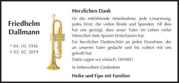 Traueranzeige von Friedhelm Dallmann von Neue Osnabrücker Zeitung GmbH & Co. KG