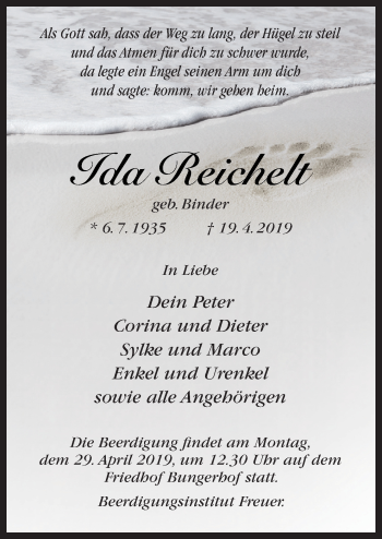 Traueranzeige von Ida Reichelt von Neue Osnabrücker Zeitung GmbH & Co. KG