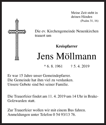 Traueranzeige von Jens Möllmann von Neue Osnabrücker Zeitung GmbH & Co. KG