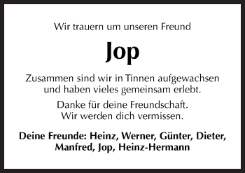 Traueranzeige von Jop  von Neue Osnabrücker Zeitung GmbH & Co. KG