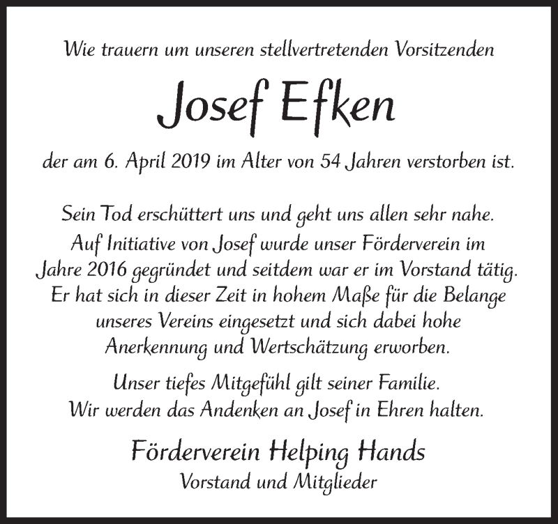  Traueranzeige für Josef Efken vom 11.04.2019 aus Neue Osnabrücker Zeitung GmbH & Co. KG