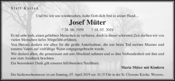 Traueranzeige von Josef Müter von Neue Osnabrücker Zeitung GmbH & Co. KG