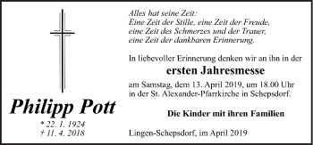 Traueranzeige von Philipp Pott von Neue Osnabrücker Zeitung GmbH & Co. KG