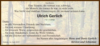 Traueranzeige von Ulrich Gerlich von Neue Osnabrücker Zeitung GmbH & Co. KG