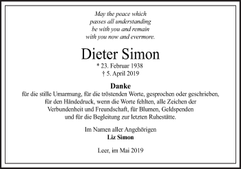 Traueranzeige von Dieter Simon von Neue Osnabrücker Zeitung GmbH & Co. KG