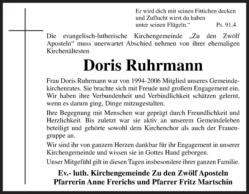  Traueranzeige für Doris Ruhrmann vom 22.05.2019 aus Neue Osnabrücker Zeitung GmbH & Co. KG