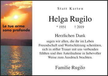 Traueranzeige von Helga Rugilo von Neue Osnabrücker Zeitung GmbH & Co. KG