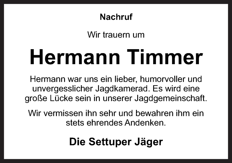  Traueranzeige für Hermann Timmer vom 09.05.2019 aus Neue Osnabrücker Zeitung GmbH & Co. KG