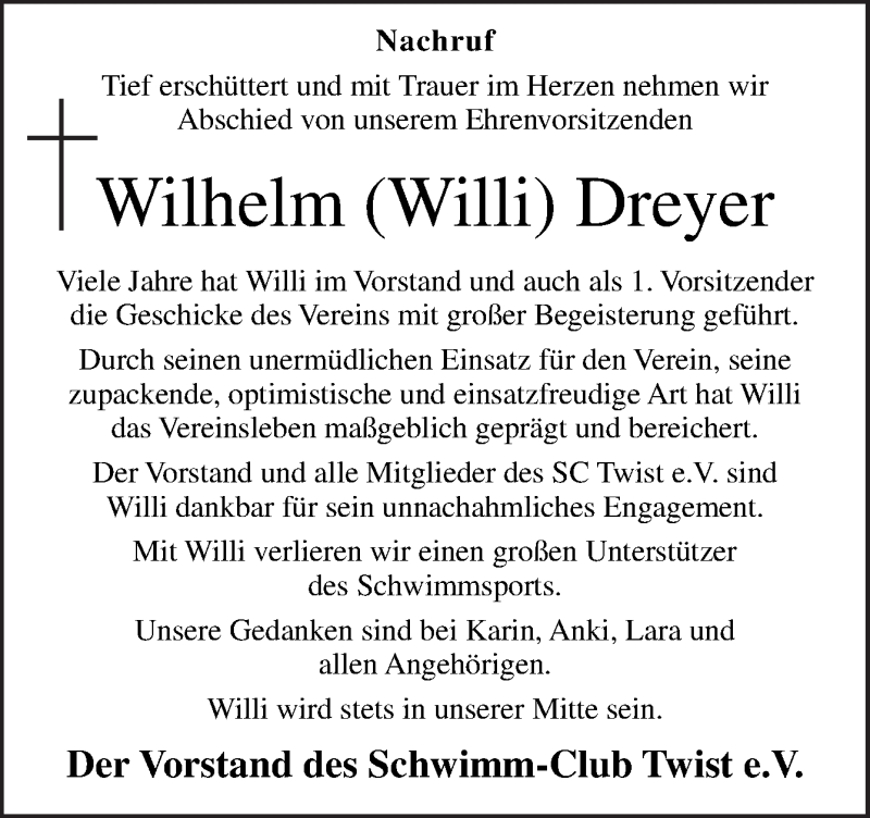  Traueranzeige für Wilhelm Dreyer vom 23.05.2019 aus Neue Osnabrücker Zeitung GmbH & Co. KG