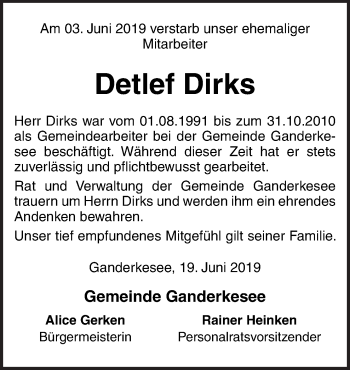 Traueranzeige von Detlef Dirks von Neue Osnabrücker Zeitung GmbH & Co. KG