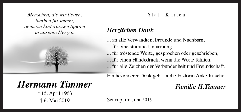  Traueranzeige für Hermann Timmer vom 29.06.2019 aus Neue Osnabrücker Zeitung GmbH & Co. KG