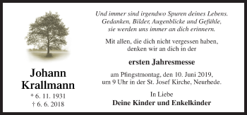 Traueranzeige von Johann Krallmann von Neue Osnabrücker Zeitung GmbH & Co. KG