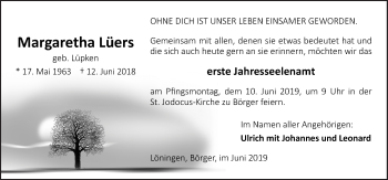 Traueranzeige von Margaretha Lüers von Neue Osnabrücker Zeitung GmbH & Co. KG