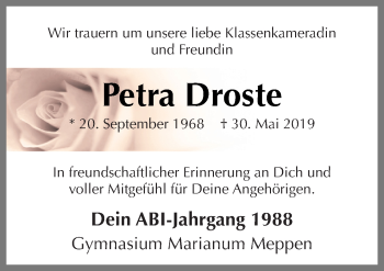 Traueranzeige von Petra Droste von Neue Osnabrücker Zeitung GmbH & Co. KG