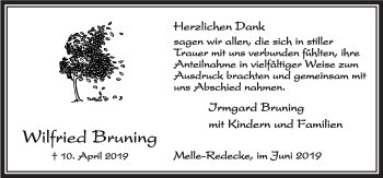 Traueranzeige von Wilfried Bruning von Neue Osnabrücker Zeitung GmbH & Co. KG