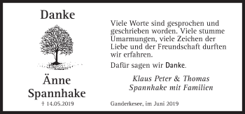 Traueranzeige von Änne Spannhake von Neue Osnabrücker Zeitung GmbH & Co. KG