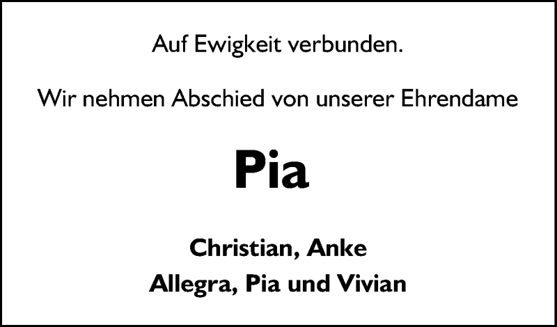  Traueranzeige für Pia Plate vom 13.06.2018 aus Neue Osnabrücker Zeitung GmbH & Co. KG