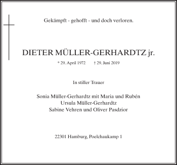 Traueranzeige von Dieter Müller von Neue Osnabrücker Zeitung GmbH & Co. KG