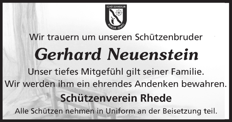  Traueranzeige für Gerhard Neuenstein vom 08.07.2019 aus Neue Osnabrücker Zeitung GmbH & Co. KG