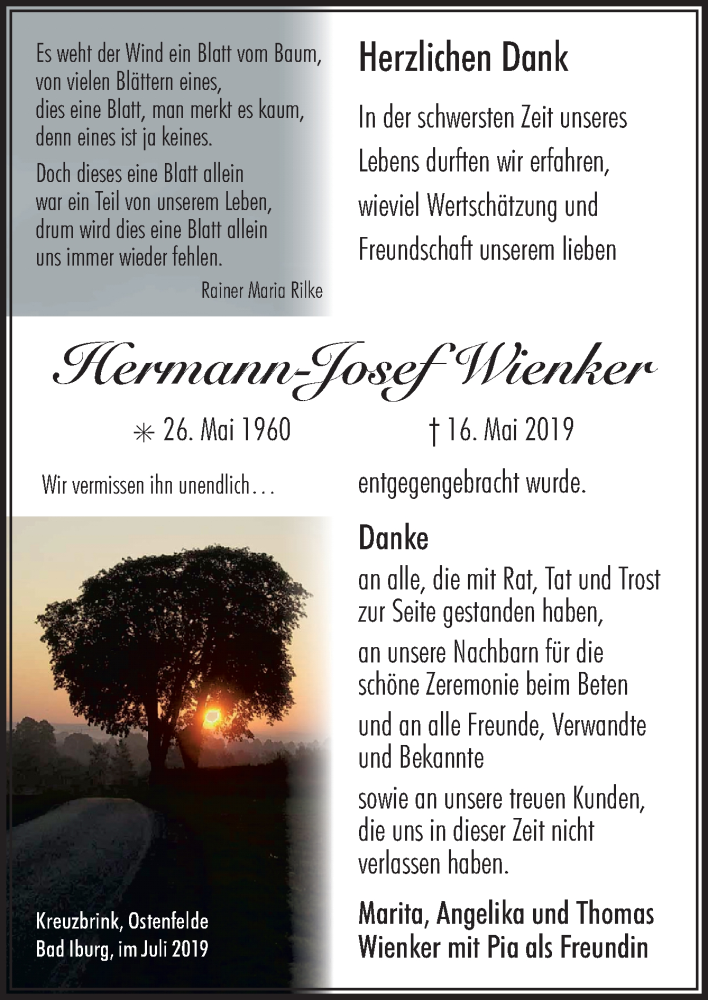  Traueranzeige für Hermann-Josef Wienker vom 06.07.2019 aus Neue Osnabrücker Zeitung GmbH & Co. KG