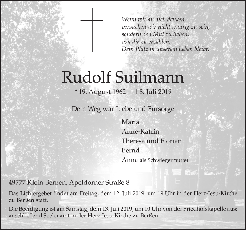  Traueranzeige für Rudolf Suilmann vom 11.07.2019 aus Neue Osnabrücker Zeitung GmbH & Co. KG