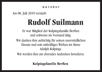 Traueranzeige von Rudolf Suilmann von Neue Osnabrücker Zeitung GmbH & Co. KG