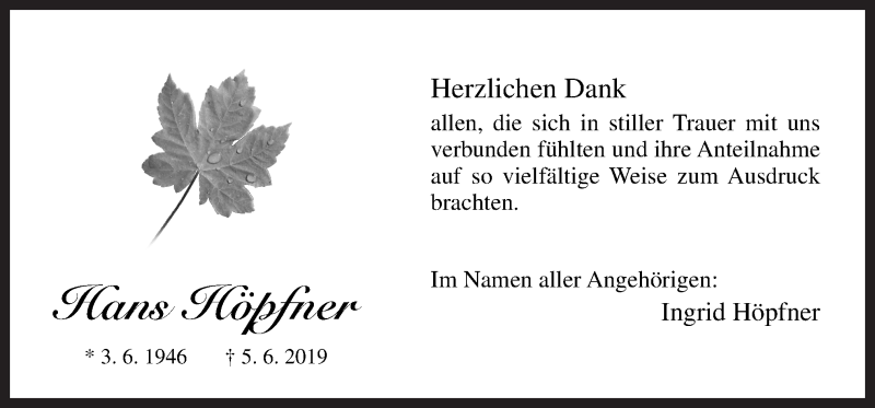  Traueranzeige für Hans Höpfner vom 03.08.2019 aus Neue Osnabrücker Zeitung GmbH & Co. KG