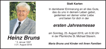 Traueranzeige von Heinz Bruns von Neue Osnabrücker Zeitung GmbH & Co. KG