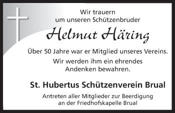 Traueranzeige von Helmut Häring von Neue Osnabrücker Zeitung GmbH & Co. KG