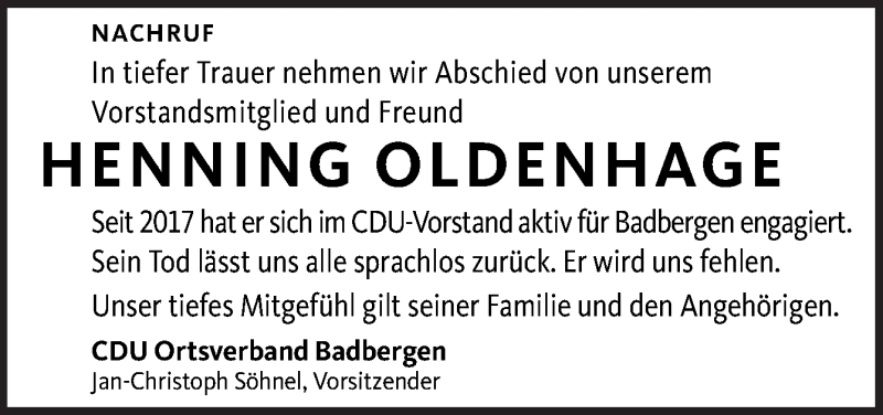  Traueranzeige für Henning Oldenhage vom 30.08.2019 aus Neue Osnabrücker Zeitung GmbH & Co. KG