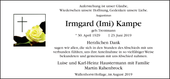 Traueranzeige von Irmgard  Imi Kampe von Neue Osnabrücker Zeitung GmbH & Co. KG