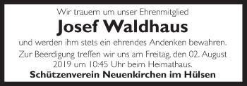Traueranzeige von Josef Waldhaus von Neue Osnabrücker Zeitung GmbH & Co. KG