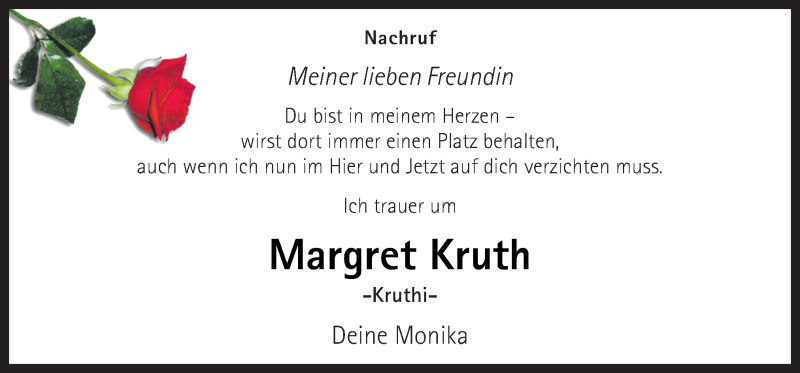  Traueranzeige für Margret Kruth vom 13.08.2019 aus Neue Osnabrücker Zeitung GmbH & Co. KG