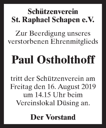 Traueranzeige von Paul Ostholthoff von Neue Osnabrücker Zeitung GmbH & Co. KG