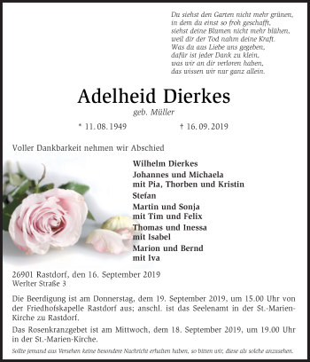 Traueranzeige von Adelheid Dierkes von Neue Osnabrücker Zeitung GmbH & Co. KG
