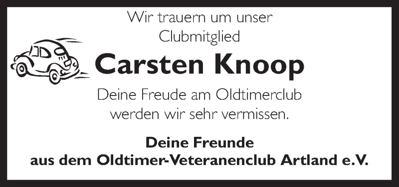 Traueranzeige für Carsten Knoop vom 21.09.2019 aus Neue Osnabrücker Zeitung GmbH & Co. KG